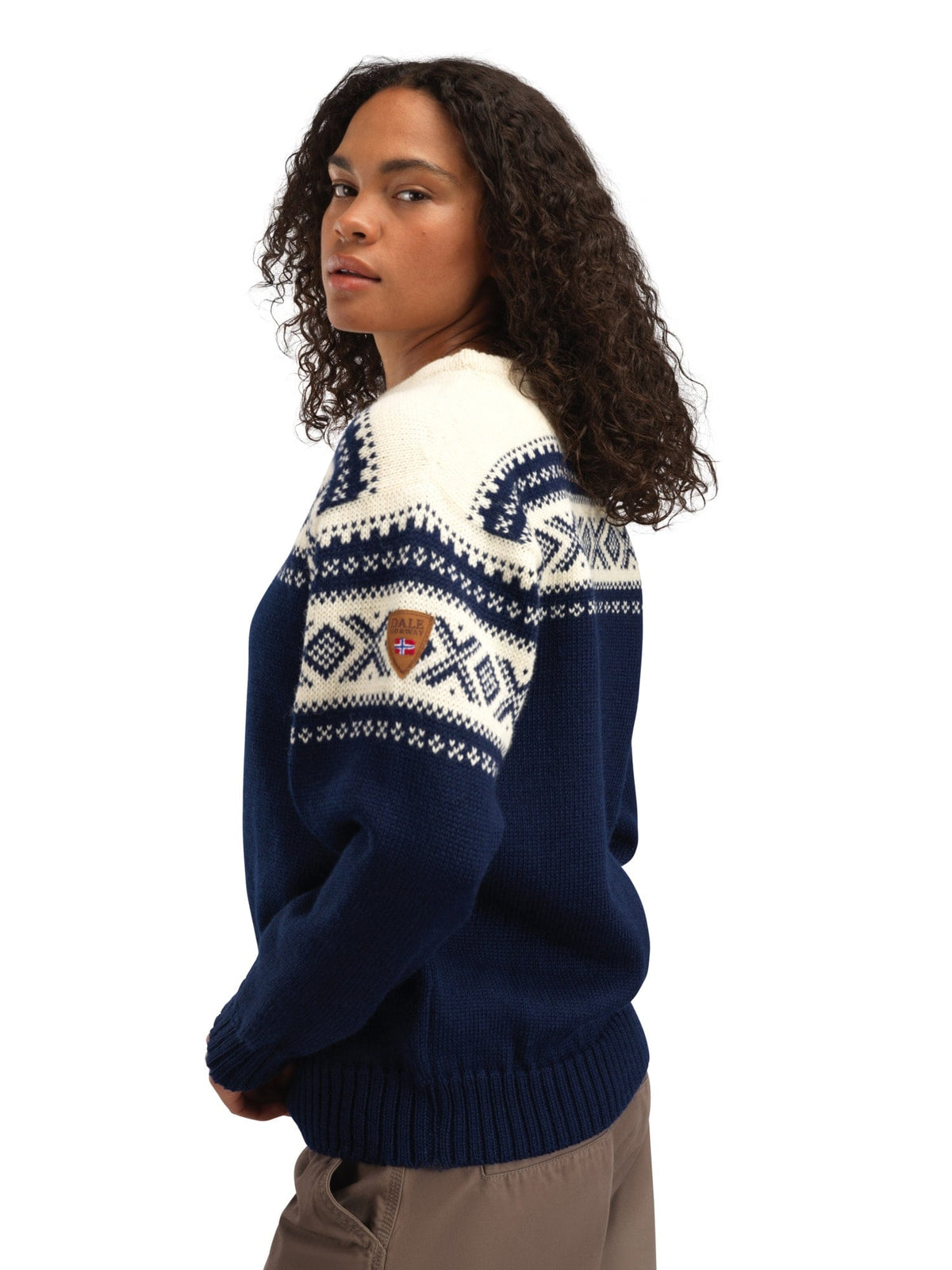 Dale of Norway Men Cortina 1956 Unisex Sweater - Norwegian Wool Navy Off-white