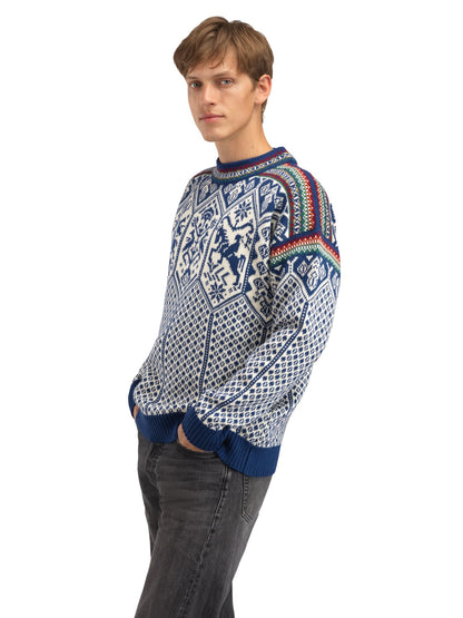 Dale of Norway Men 1994 Masculine Sweater Indigo Mustard Botttlegreen