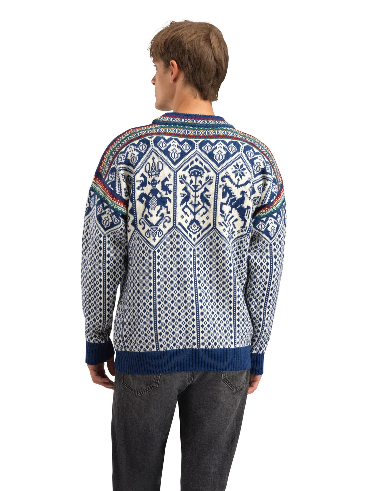 Dale of Norway Men 1994 Masculine Sweater Indigo Mustard Botttlegreen