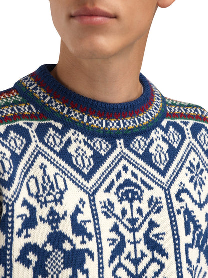 Dale of Norway Men 1994 Masculine Sweater Indigo Mustard Botttlegreen