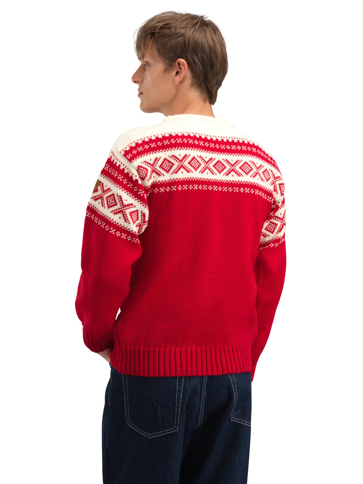 Dale of Norway Men Cortina 1956 Unisex Sweater - Norwegian Wool Raspberry Off-white