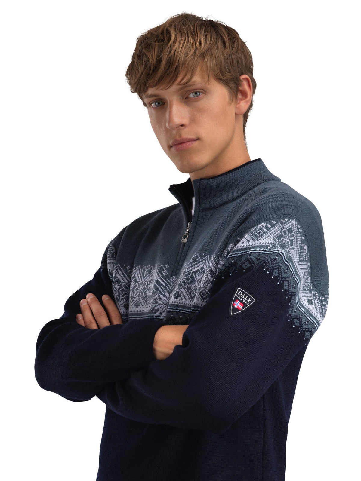 Dale of Norway Men Moritz Men's Sweater Navy Steel Ice Blue