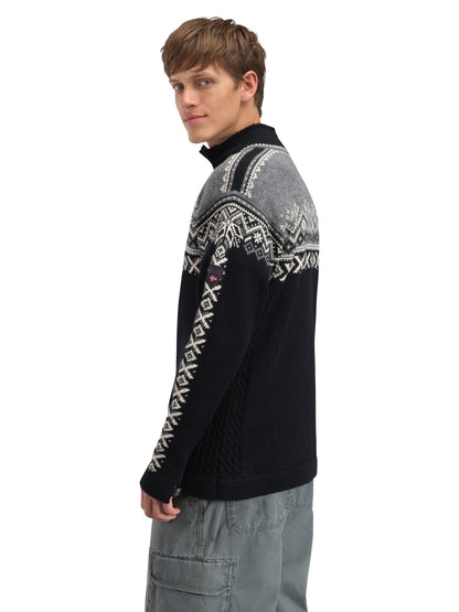 Dale of Norway Men 140th Anniversary Men’s Sweater - Norwegian Wool BLACK SMOKE OFFWHITE