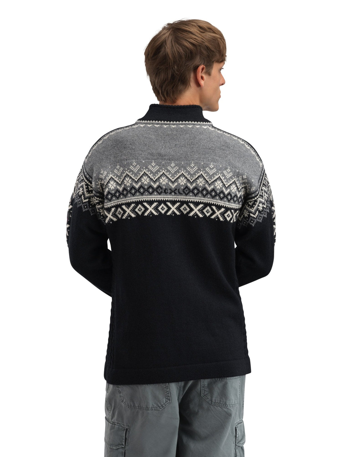 Dale of Norway Men 140th Anniversary Men’s Sweater - Norwegian Wool BLACK SMOKE OFFWHITE