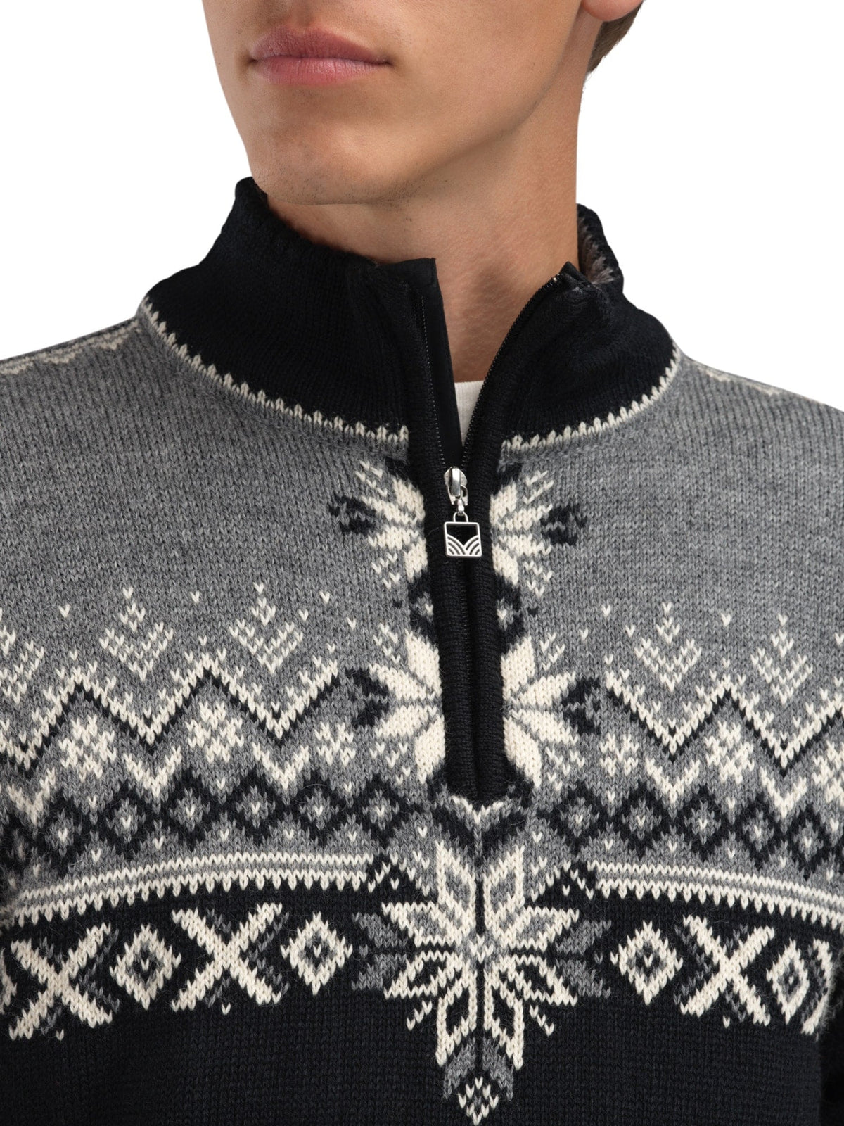 Dale of Norway Men 140th Anniversary Men’s Sweater - Norwegian Wool BLACK SMOKE OFFWHITE