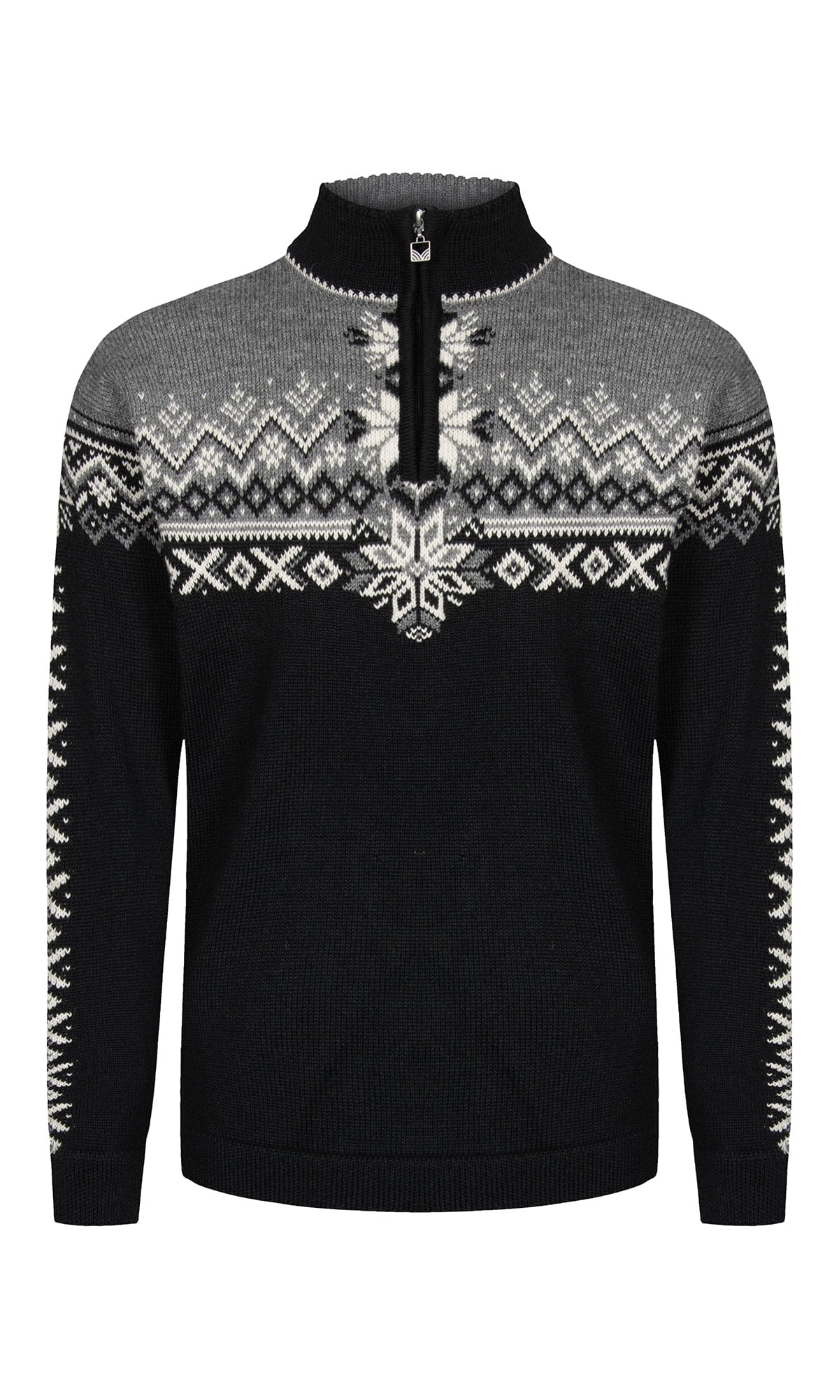 Dale of Norway Men 140th Anniversary Men’s Sweater - Norwegian Wool BLACK SMOKE OFFWHITE
