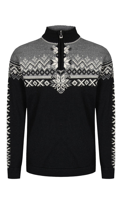 Dale of Norway Men 140th Anniversary Men’s Sweater - Norwegian Wool BLACK SMOKE OFFWHITE