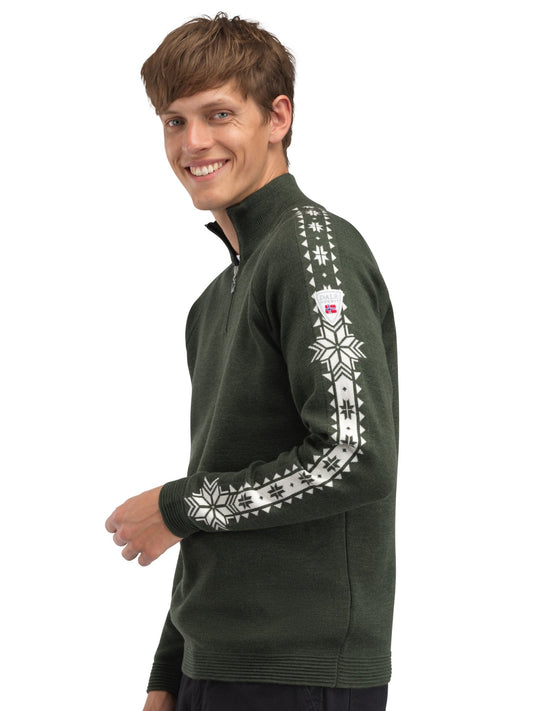 Dale of Norway Men Geilo Men’s Sweater - Merino Wool DARK GREEN OFF WHITE