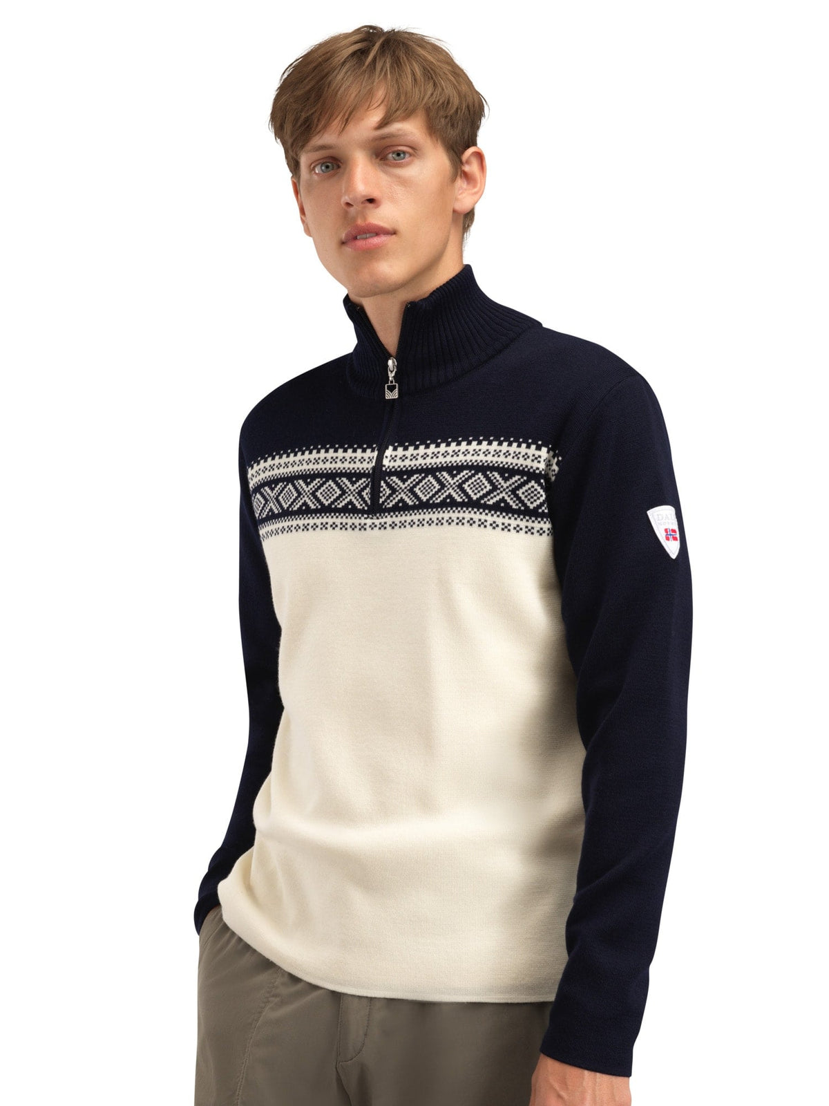 Dale of Norway Men Dalestølen men’s merino wool sweater Offwhite Navy