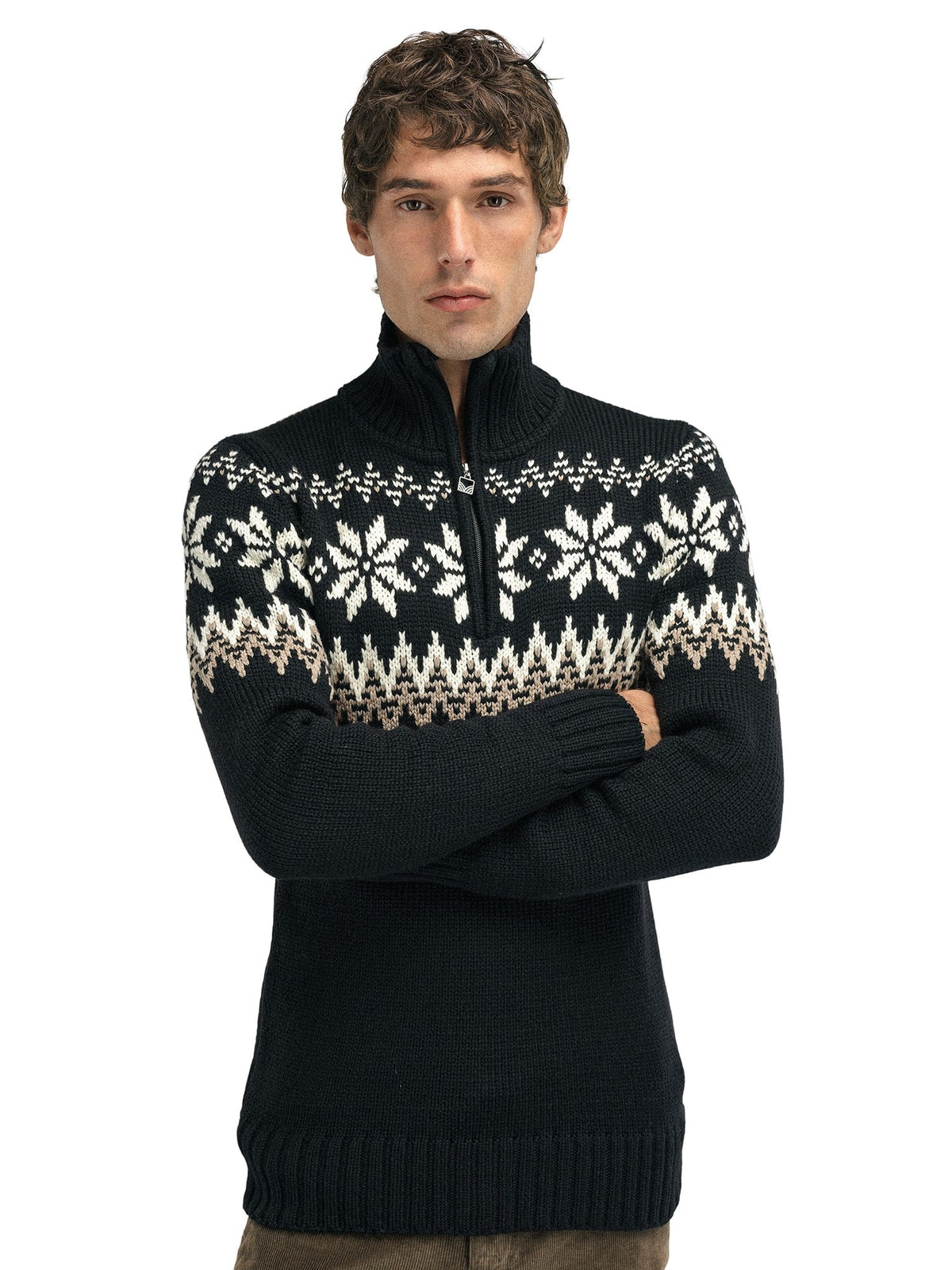 Dale of Norway Men Myking Masc Sweater Black Brown Offwhite