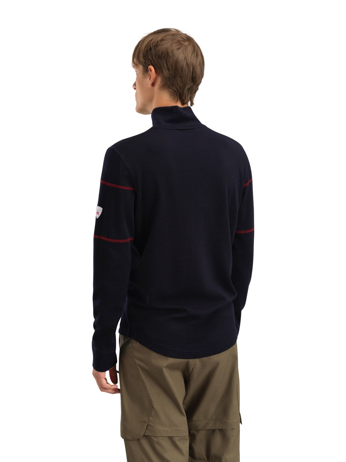 Dale of Norway Men Moritz Basic Men’s Sweater - Superfine Merino Navy White Raspberry