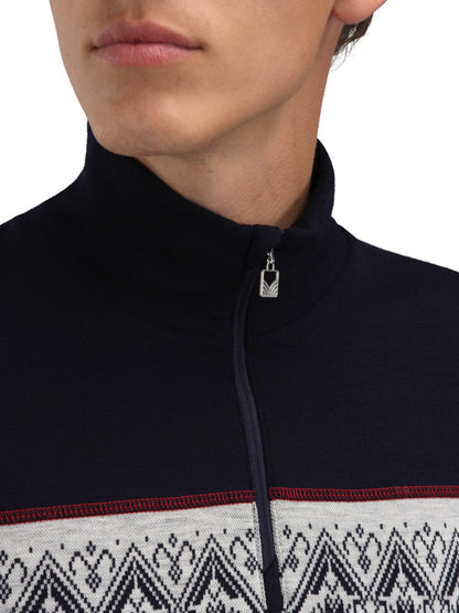 Dale of Norway Men Moritz Basic Men’s Sweater - Superfine Merino Navy White Raspberry