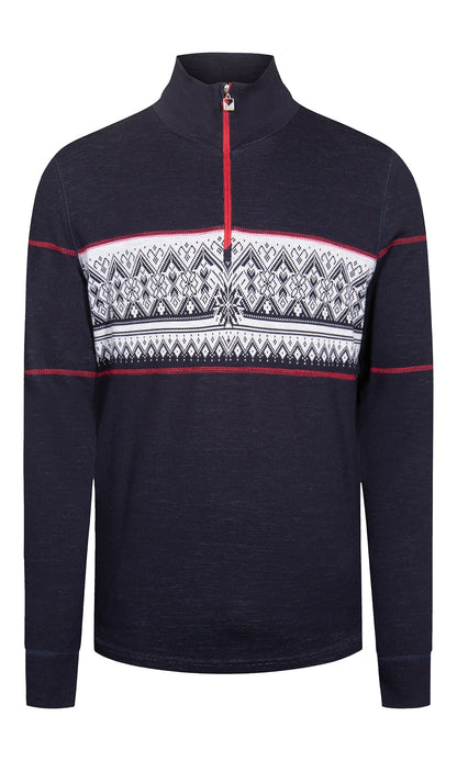 Dale of Norway Men Moritz Basic Men’s Sweater - Superfine Merino Navy White Raspberry