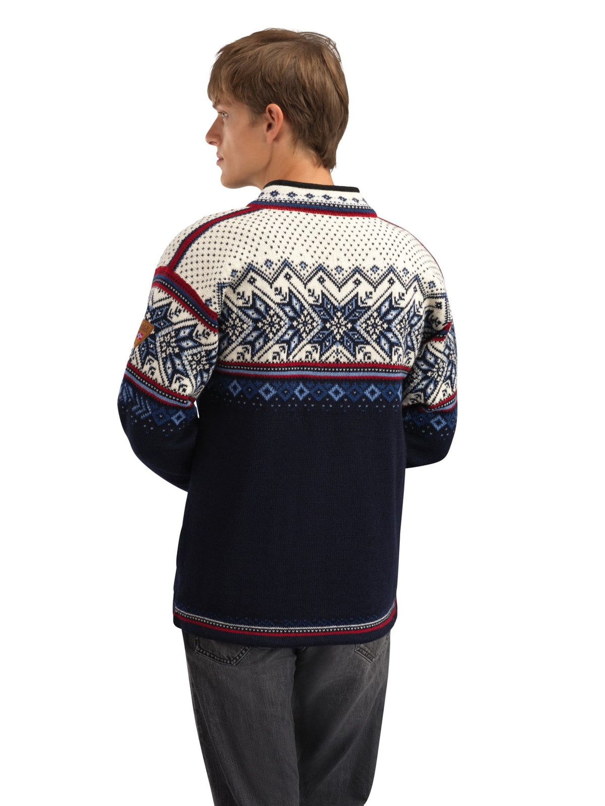 Dale of Norway Men Vail Masc Sweater Midnightnavy Redrose Offwhite