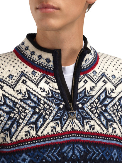 Dale of Norway Men Vail Masc Sweater Midnightnavy Redrose Offwhite