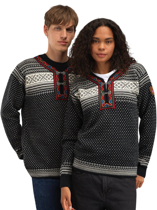 Dale of Norway Men Setesdal Unisex Sweater - Norwegian Wool BLACK OFFWHITE