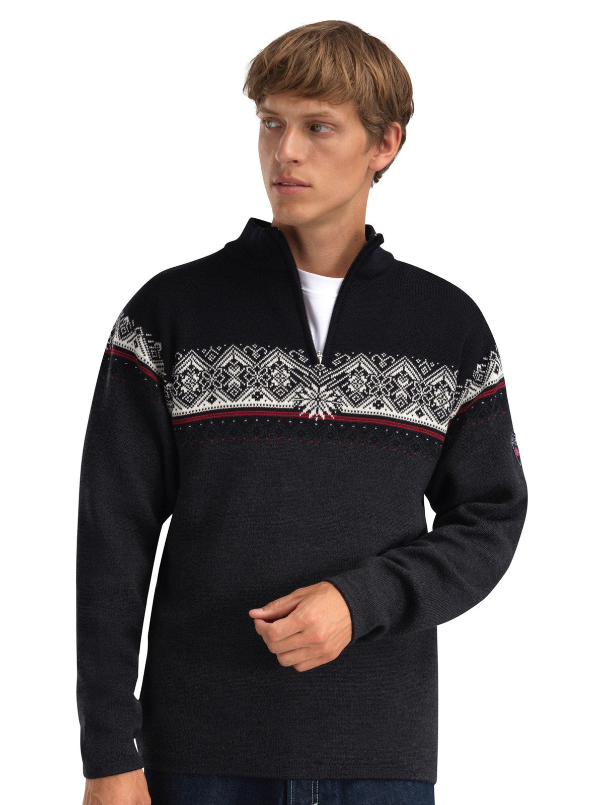 Dale of Norway Men Moritz Men’s Sweater - Merino Wool DARKCHARCOAL RASPBERRY BLACK