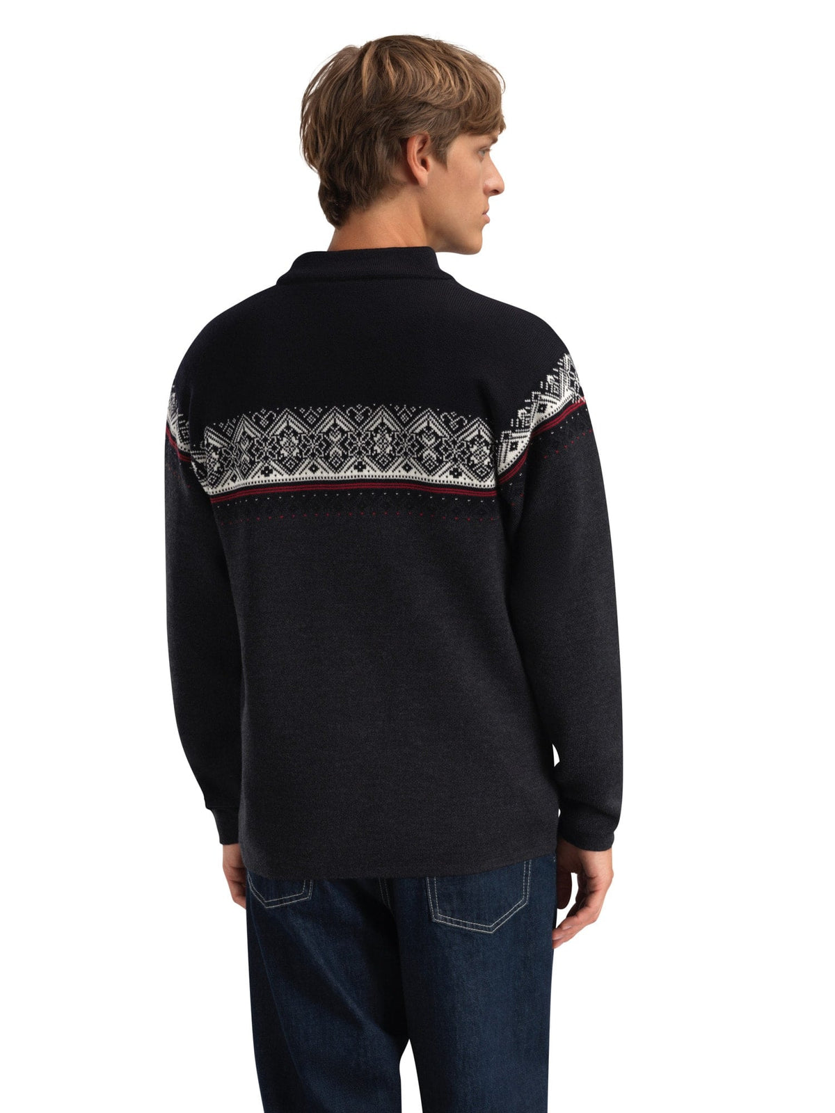Dale of Norway Men Moritz Men’s Sweater - Merino Wool DARKCHARCOAL RASPBERRY BLACK