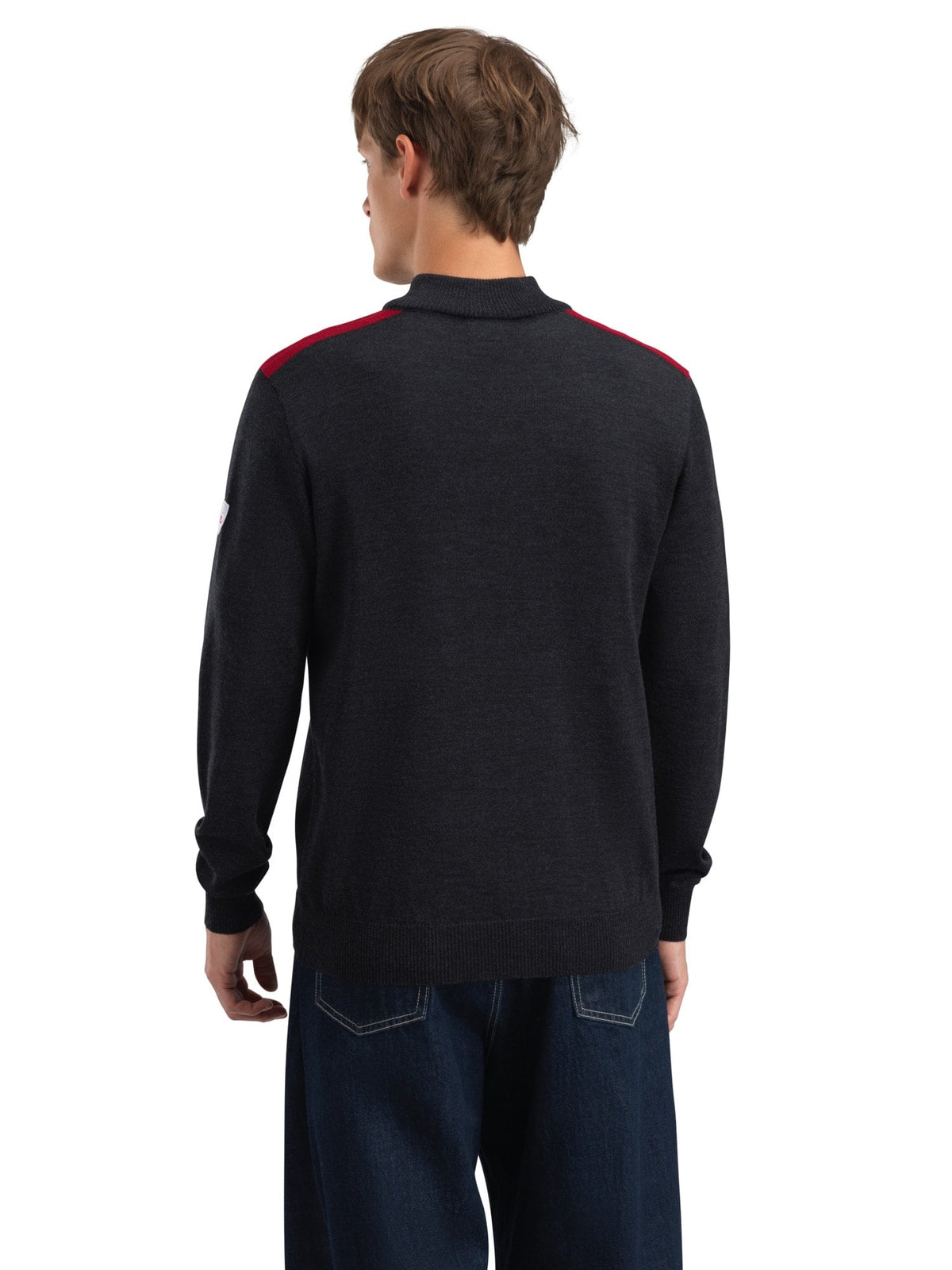 Dale of Norway Men Liberg Masc Sweater Darkcharcoal Smoke Redrose