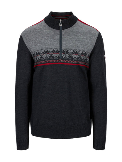 Dale of Norway Men Liberg Masc Sweater Darkcharcoal Smoke Redrose